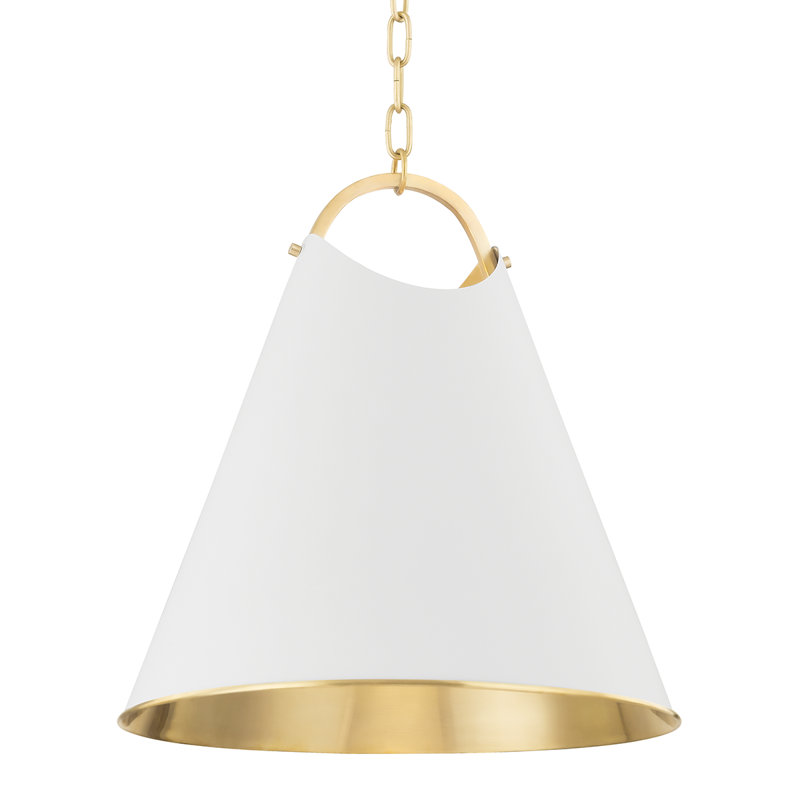 BURNBAY 1 LIGHT PENDANT, Aged Brass, 22.25" H x 18.25" W x 18.25" D