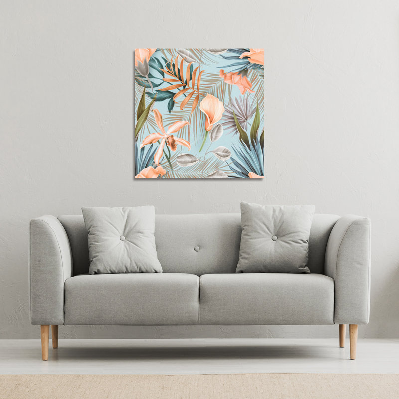 Pink Tropical Flowers by Andrew Lee - Wrapped Canvas Print, 127cm H x 127cm W x 4cm D