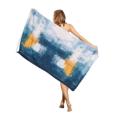 Serviettes de bain surdimensionnées rétro avec peinture à l'huile et toile de plage, grande serviette de bain à séchage rapide, serviette de bain sans sable, 36 x 72 po, et un sac en toile avec la même serviette de plage imprimée sera offert en cad