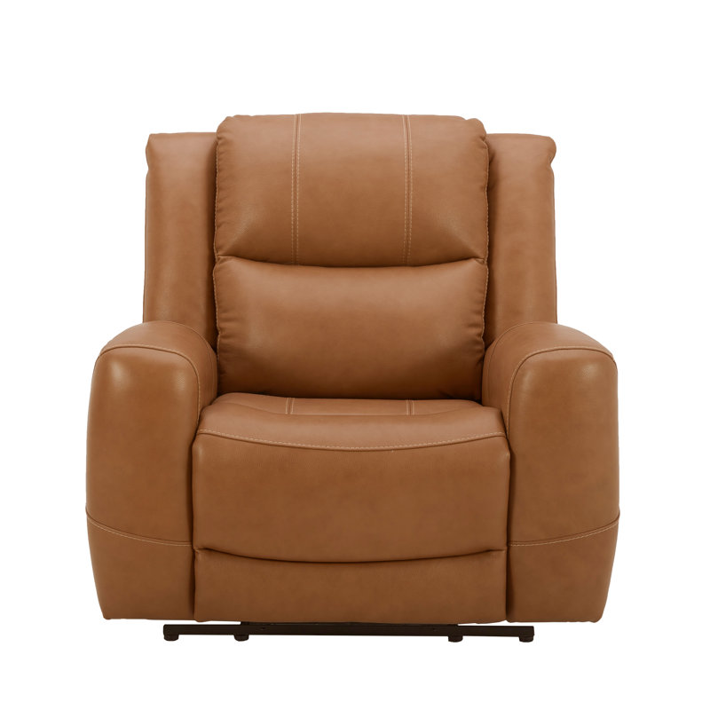 Fauteuil inclinable électrique en cuir Cynita, noyer cendré Silverado, Noyer cendré Silverado