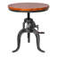 Table de bout ronde industrielle à hauteur réglable, table d'appoint à manivelle avec plateau en bois massif et base en trépied en fonte, table d'appoint rétro pour la chambre à coucher du salon