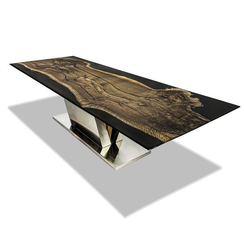 Table de salle à manger en noyer foncé Evandros, H 29,5 po x L 108,3 po x l 48 po