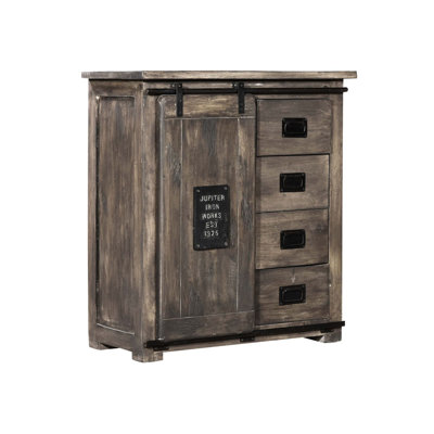Railway Solid Wood 90 cm W Chest of 4 Drawers