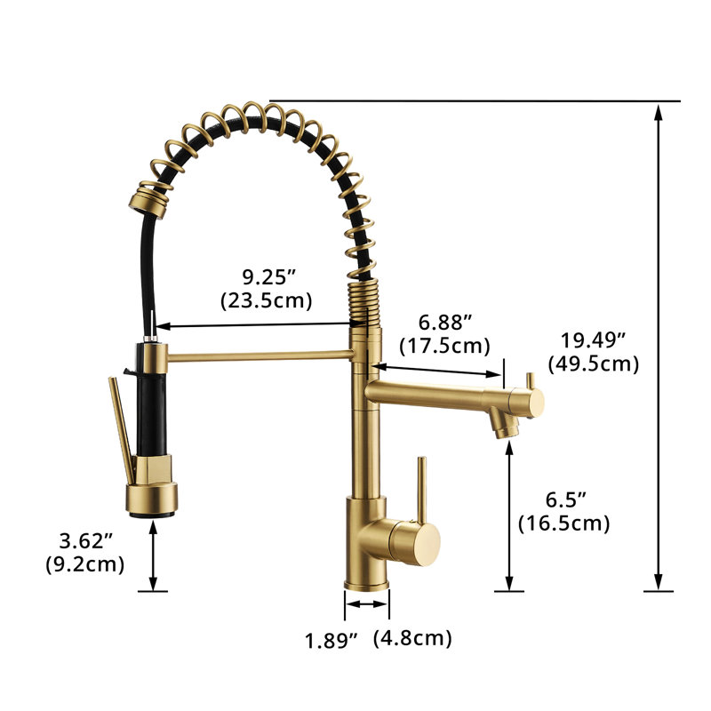 Energetic Gold Kitchen Faucet With Pull Down - 360 Swiveling Nozzle, Single Lever, Brass Quality Assurance Sink Dual, Ceramic Filler, Modern Prominence