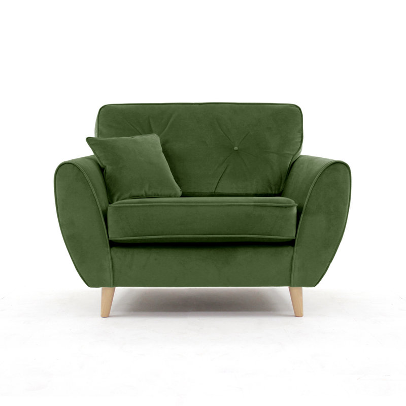 Rafe Scandi Style Velvet Loveseat, Grass Green Velvet