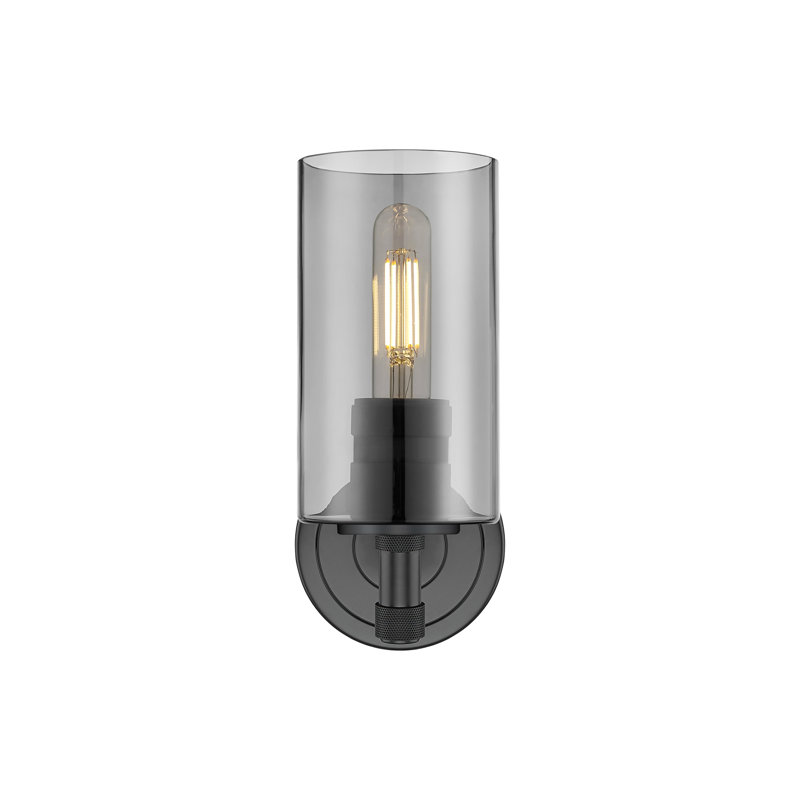 Applique murale 1 lumière Crown Point, Plaqué couleur fumée, Noir mat, H 10,5 po x l 3,88 po x P 6,5 po
