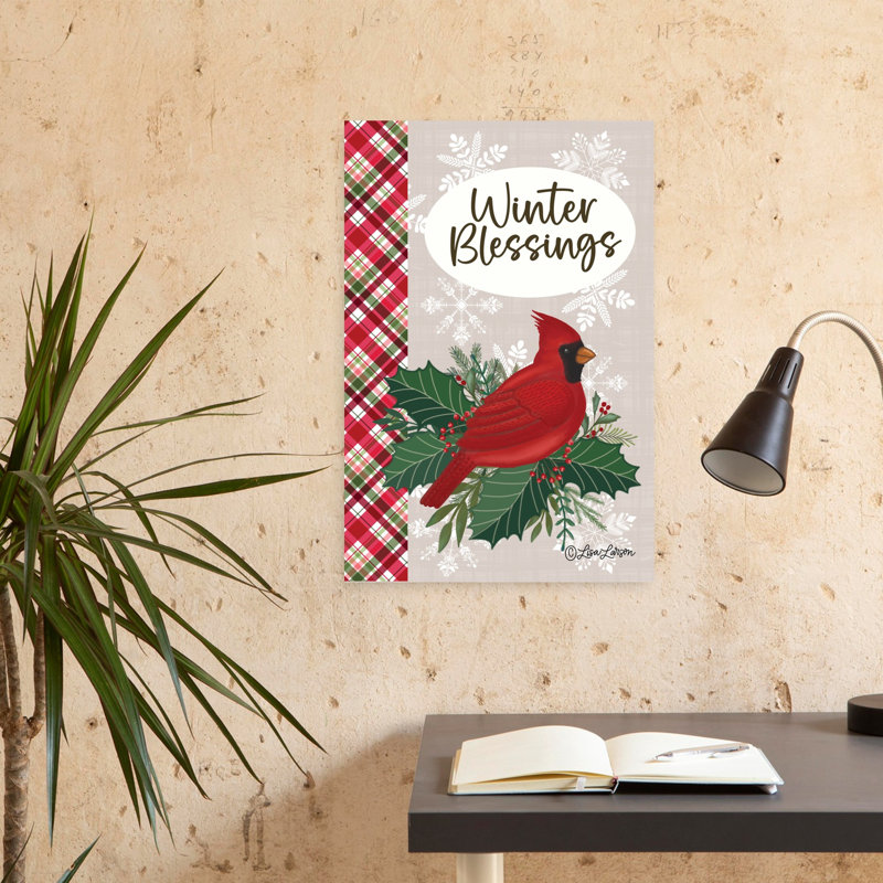 «Winter Blessings», cardinal, oiseau, nature, art hivernal, H 24 po x l 16 po