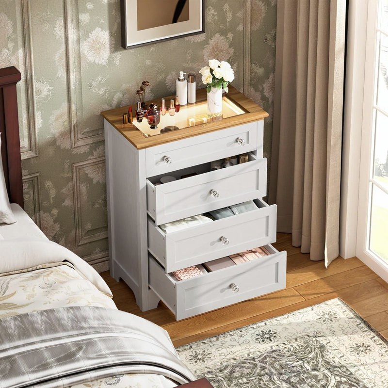 4 Drawer Wood Dresser, With RGB LED Light