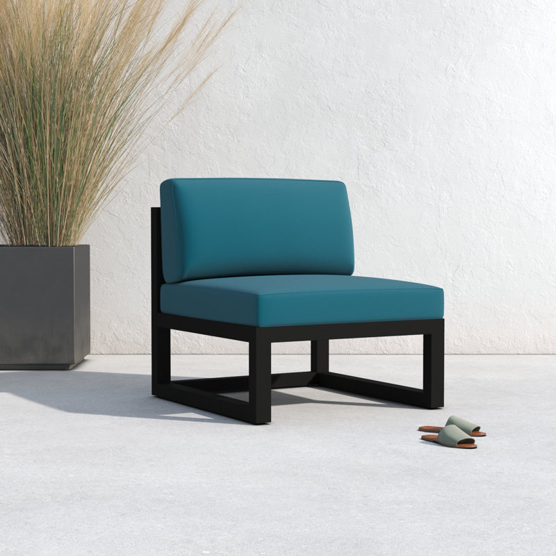 Smith Outdoor Lounge Chair with Sunbrella® Cushions, Canvas Flax Sunbrella® Canvas, Black