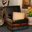 Lot de 2 boîtes décoratives en bois de style antique pour livres, boîte de rangement vintage pour livres