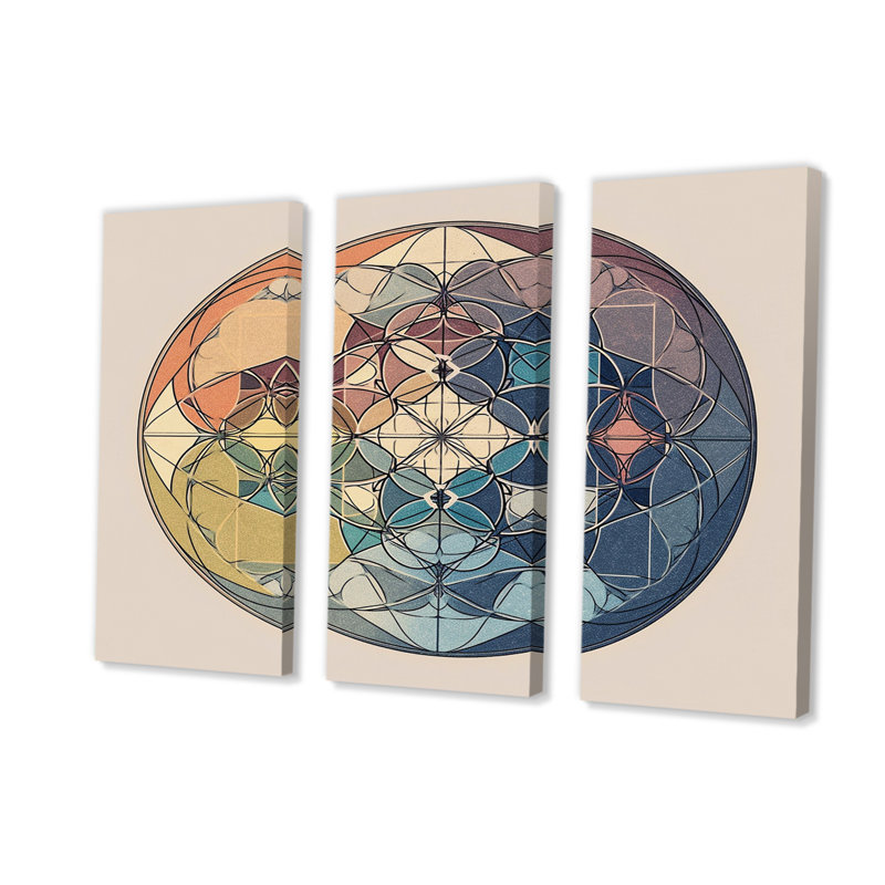 Sacré mystère rétro Alchimie Mandala V 3 pièces, H 28 po x l 36 po x P 1 po