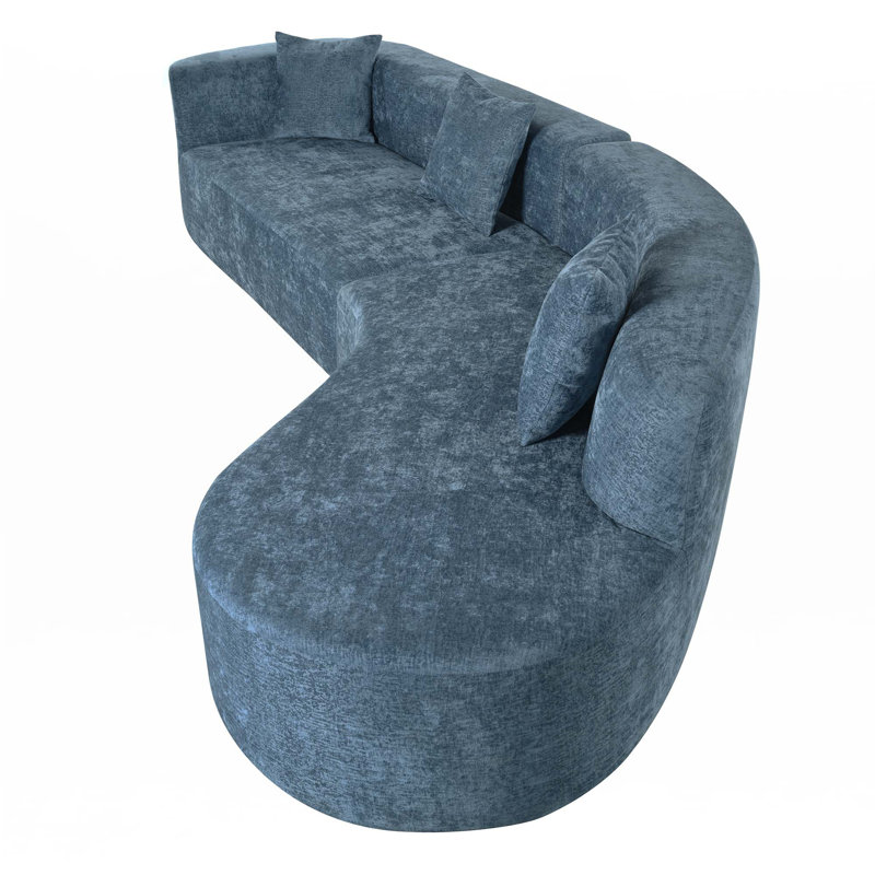 Grand canapé modulaire 2 pièces avec 3 coussins, Velours bleu