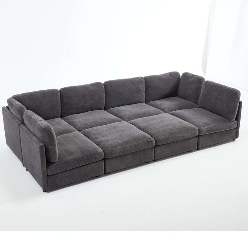 Canapé modulaire 8 pièces 8 pièces, Mélange de polyester gris foncé