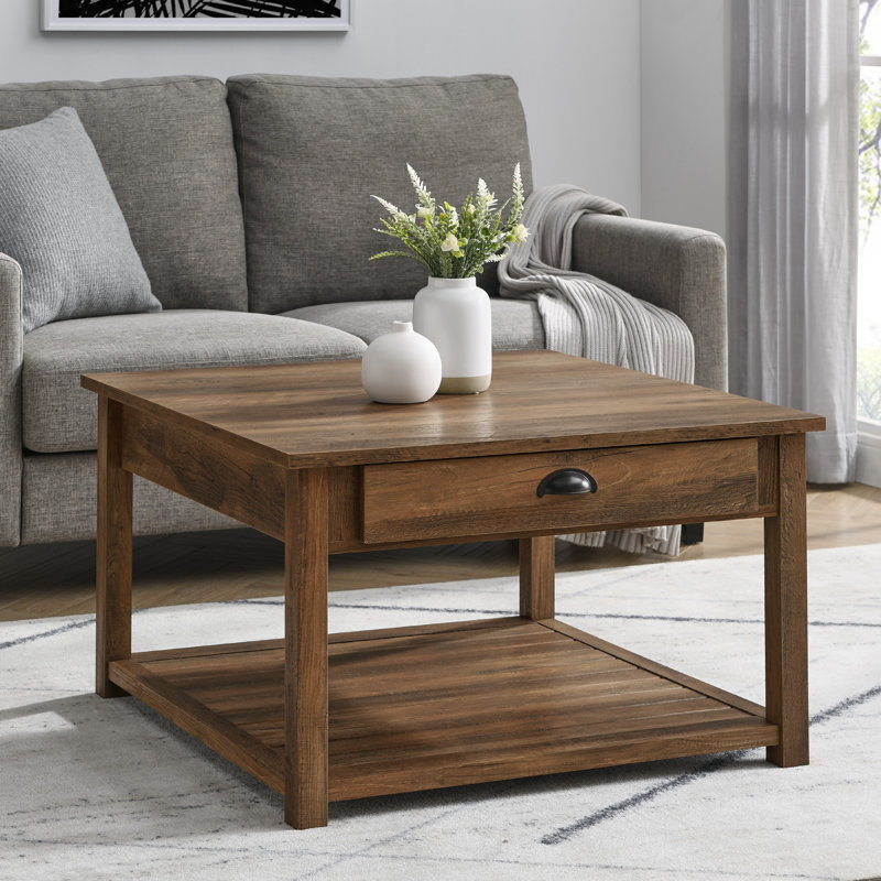 Table basse à 1 tiroir avec rangement Cadhla, Chêne rustique