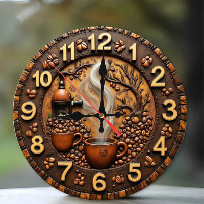 Coffee Themed Decorative Wall Clock for Home