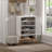 Grid Double Door Shoe Cabinet With Three Adjustable Compartments, Suspended Hollow Changing Compartment, And 15Cm Moisture-Proof High Foot Design-790930780
