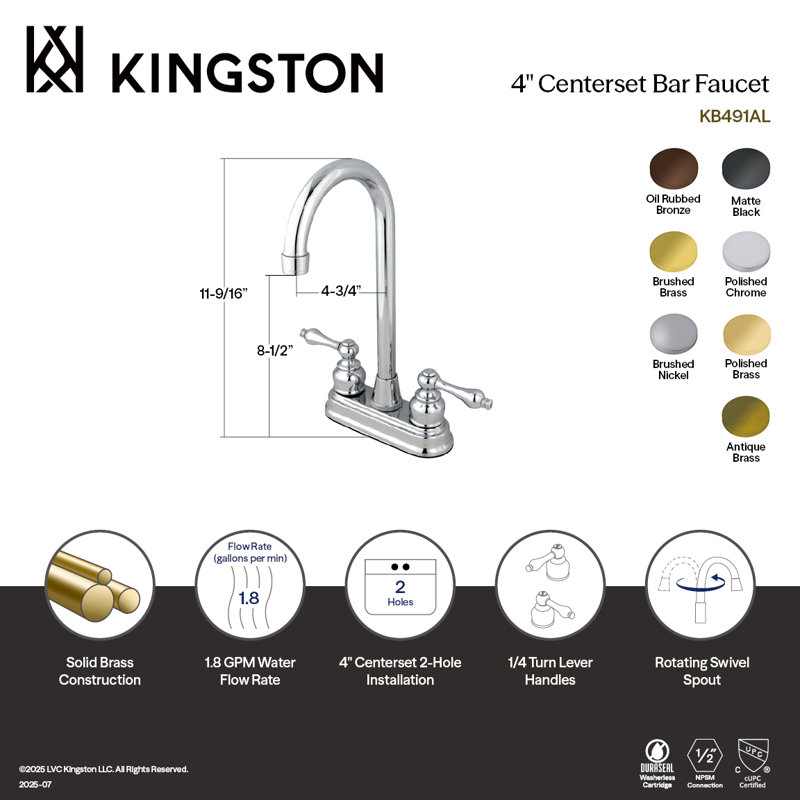 Robinet de bar Kingston, Brushed Brass
