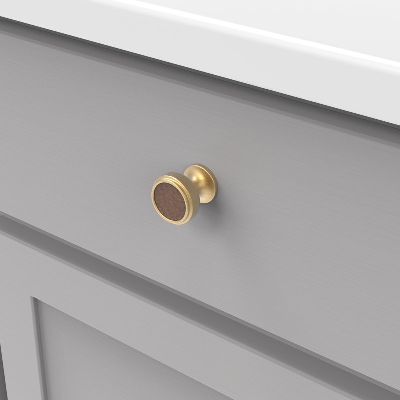 Reserve Round Knob, Brushed Golden Brass/Brown