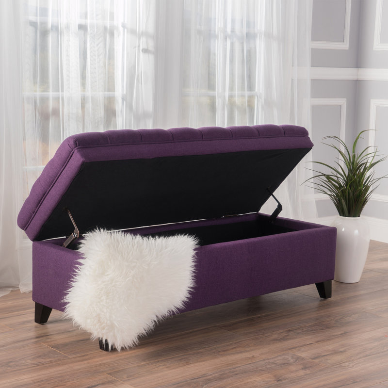 Banc de rangement rembourré en polyester Twania, Mauve
