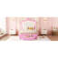 Lit plateforme tapissier simple avec DEL, tête de lit couronne, rose + blanc, stable et calme