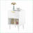 Modern White Nightstand with 1 Drawer &amp; Open Shelf, Gold Handle