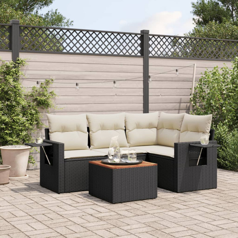 Ensemble de canapé de jardin Vidaxl noir, blanc crème