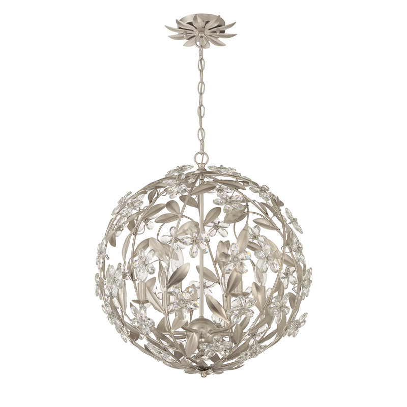Luminaire suspendu antique 6 lumières Meyah, Argent argent