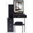 29.2" Small Size Left Bedside Cabinet Vanity Table + Cushioned Stool, 2 Ac+2 Usb Power Station, Hair Dryer Bracket, Extra Large Touch Control Sliding Led Mirror, Tri-Color Switching, Brightness Adjust-2041766441