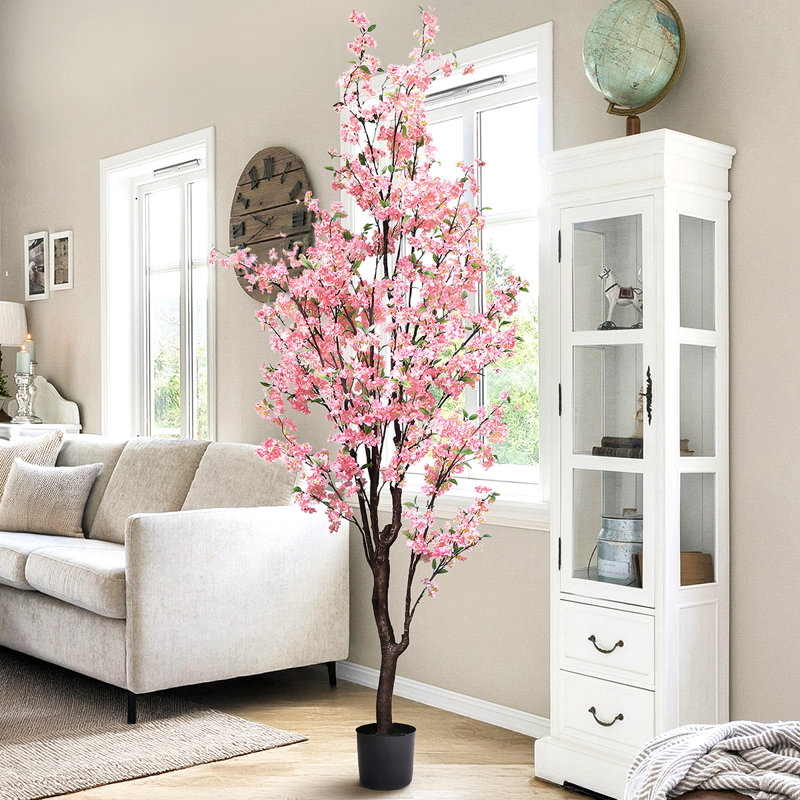 Cerisier artificiel en pot, Rose, H 102 po x l 46 po x P 42 po