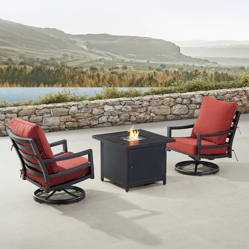 Yamilee 2 - Person Patio Conversation Set with Cushions, Red