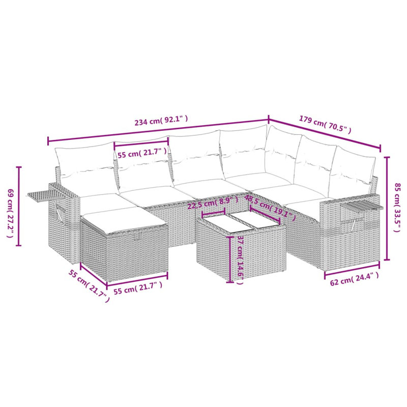 Ensemble de canapé de jardin Vidaxl beige