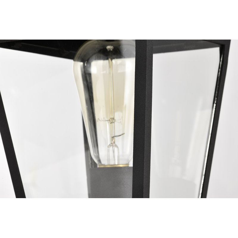 Tête de lanterne câblée à 1 lumière H 13,94 po noir mat