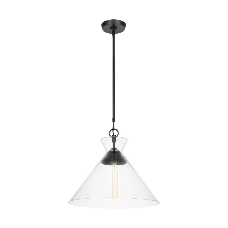 Clear Glass and Black Cone Pendant Light