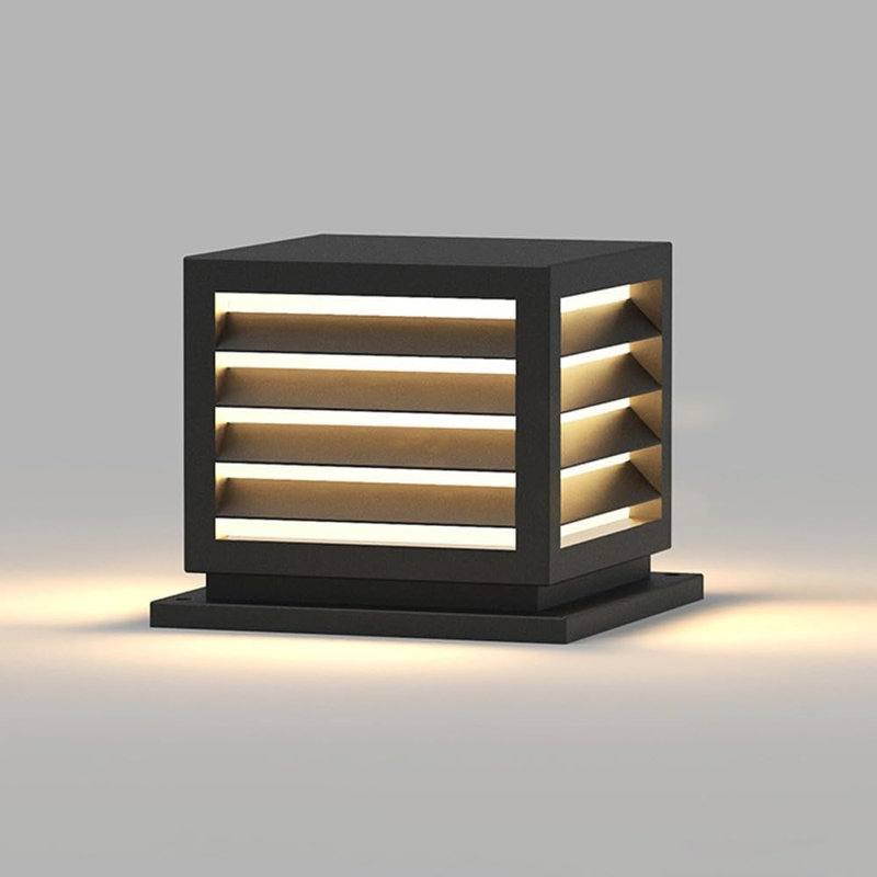 Outdoor Post Cap Lights, 9.8" × 8.3" Modern Luxury Post Lantern, Matte Black, IP65 Waterproof Stainless Steel Exterior Column Light For Gardens,Yards,Balconies,Passages Or Entrances,Etc