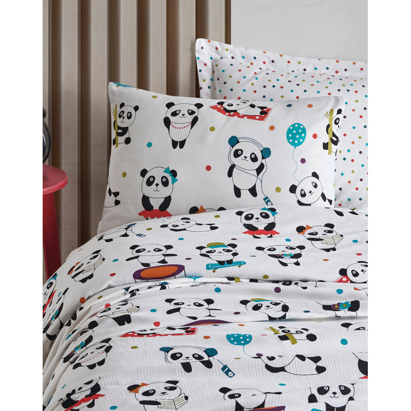 Courtepointe 100% coton blanc / noir / rouge Noell, Courtepointe 63 po x 93 po