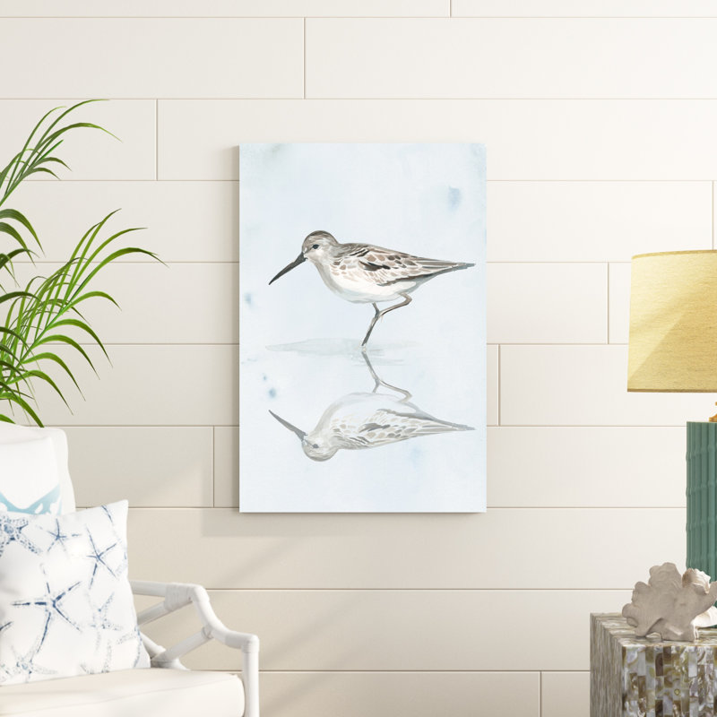 «Sandpiper Reflections II», peinture sur toile, H 36 po x l 24 po