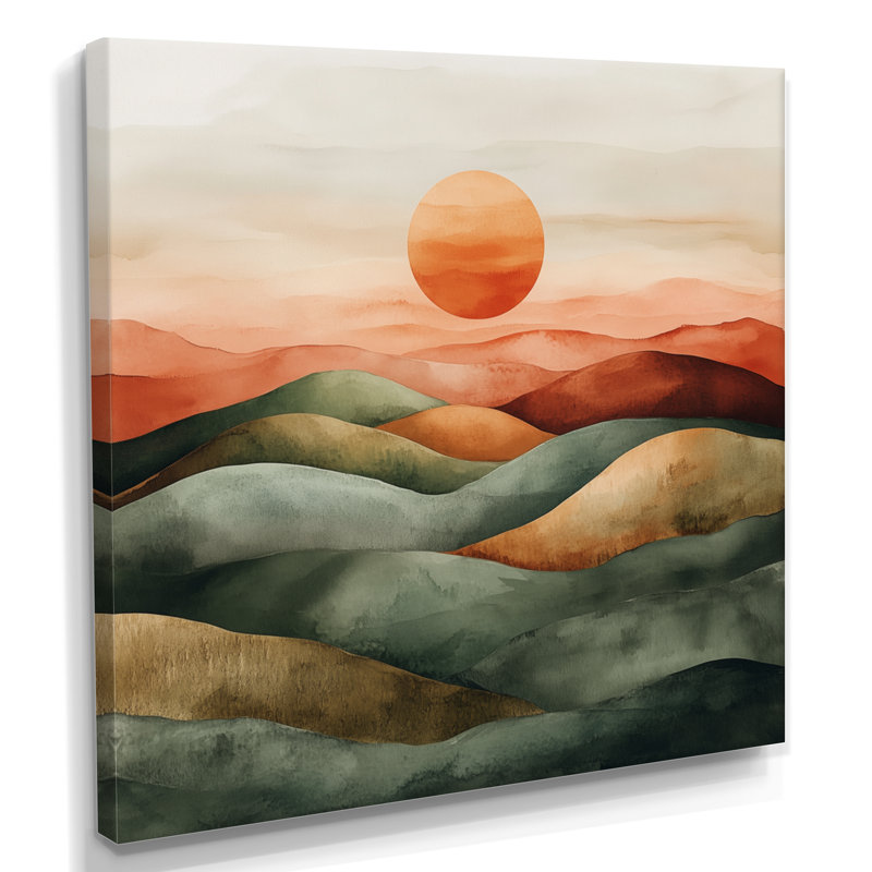 «Desert Horizon», art mural, toile de paysage sauge, Straimont, Toile tendue, H 30 po x l 30 po