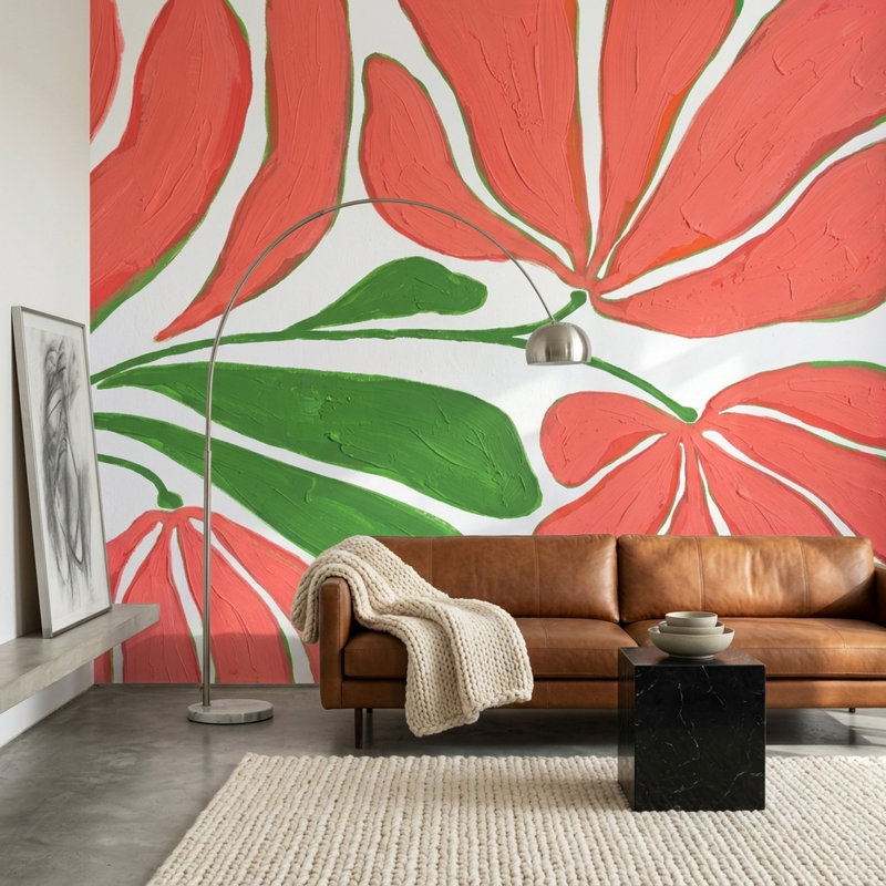 Décoration murale amovible sur fond blanc, Texturé non collé, 120 po x 96 po