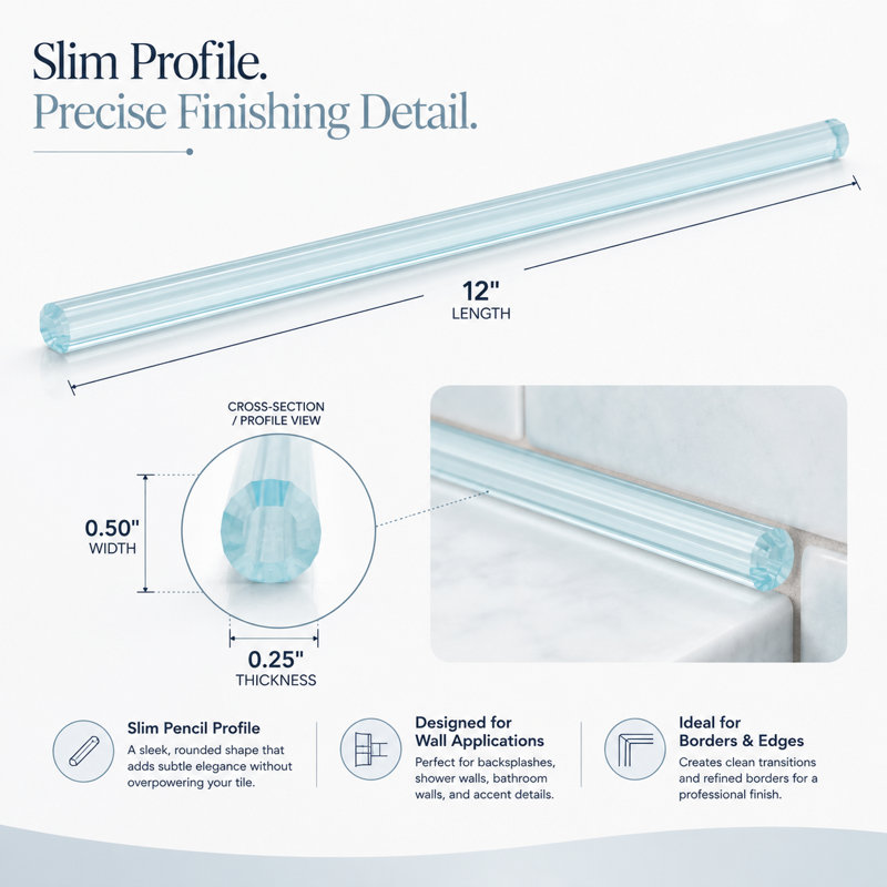 Carrelage bullnose en verre 12 po x 0,6 po Oxygen
