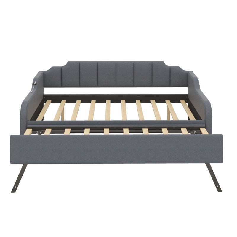 Lit de jour double rembourré avec couchette et chargement USB
