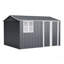 Remise de rangement extérieure en acier 10 x 8 pi avec fenêtre transparente, portes verrouillables, remise à outils en métal résistante aux intempéries pour le jardin, la cour, le patio et le rangement utilitaire