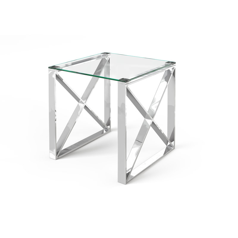 Cochrane Glass Top Sled End Table