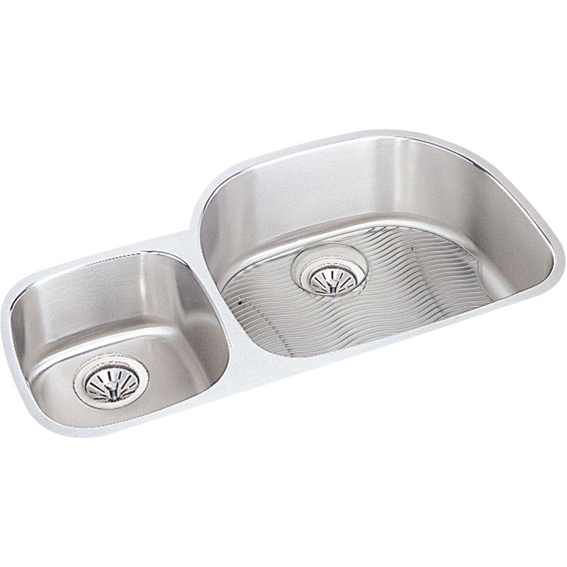 Lustertone 36.25" L x 21.125" W Double Basin Undermount Kitchen Sink Kit