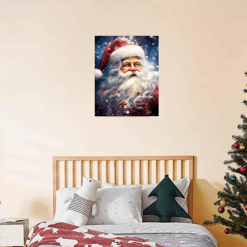«The Snow Santa Claus», art mural sur toile sans cadre 16 po x 20 po