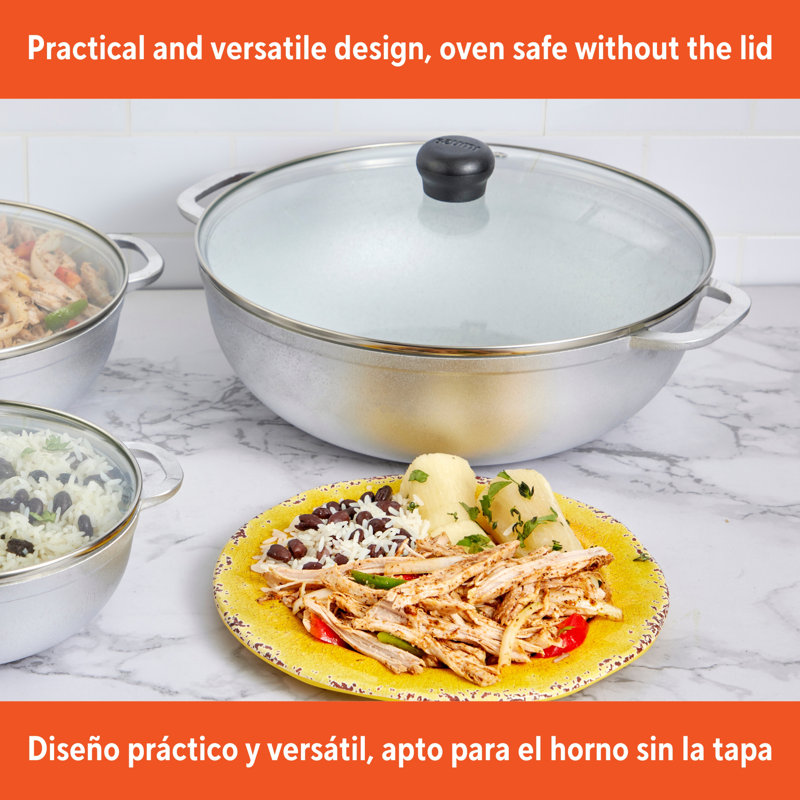 Imusa 1.5, 2.5, And 5.2 Qt 3pc Basic Caldero Set With Glass Lid