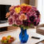 6 bouquets de roses artificielles avec 6 hortensias artificiels et fleurs d'automne pour la maison
