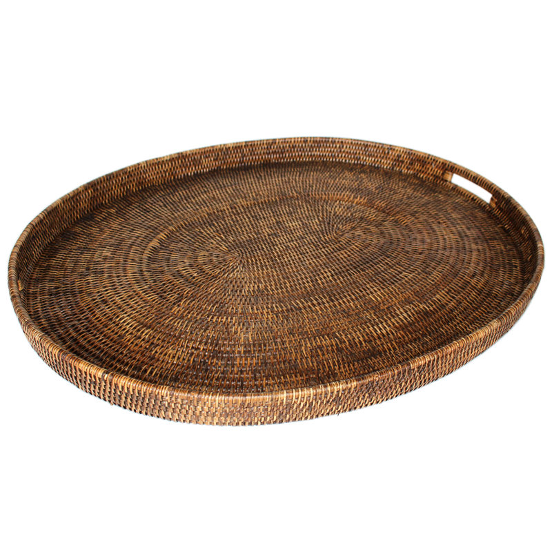 Rattan Tray, Antique Brown