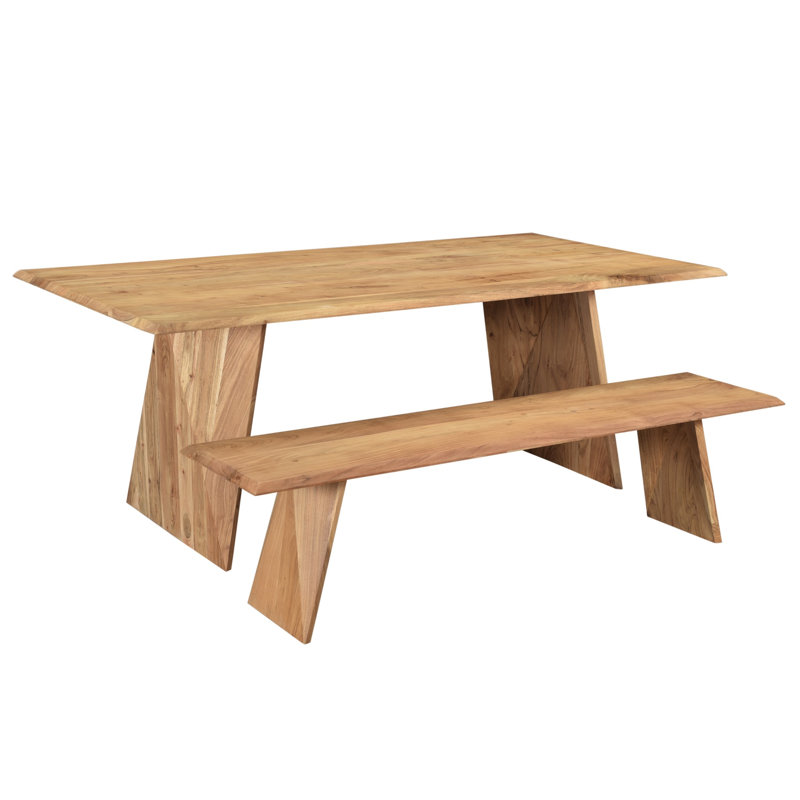 Ensemble de salle à manger en bois massif 2 pièces Kennidi