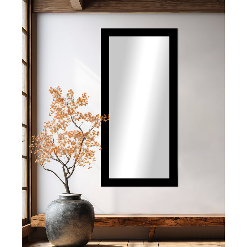 Maci Eileen Engineered Wood Flat Wall Mirror, Gloss Black, 33" x 76"