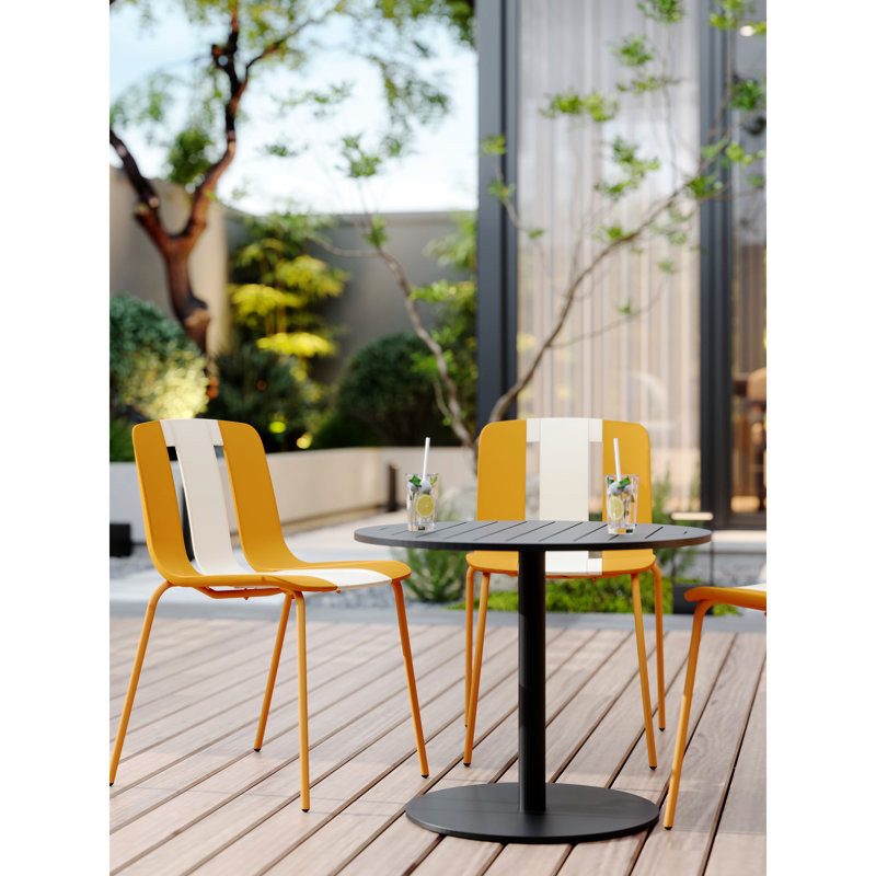 Ensemble de 4 chaises rayées, blocs, fabrication en PP / métal, assise longue durée confortable, style élégant, styles de décoration adaptables, chaises à blocs de couleur moderne avec siège en métal et en PP